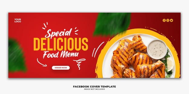 Facebook cover banner template special food menu chicken