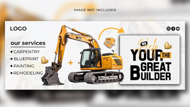 PSD facebook cover design for construction business