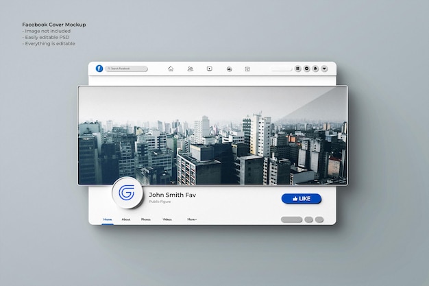 Facebook cover photo mockup 3d rendered interface