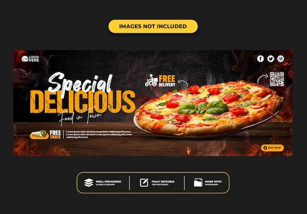 PSD modello di banner post copertina facebook per hamburger menu fast food ristorante