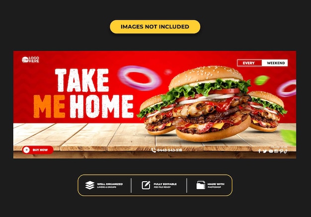 Facebook cover post banner template for restaurant fast food menu burger