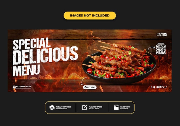 PSD facebook cover post banner template for restaurant food menu