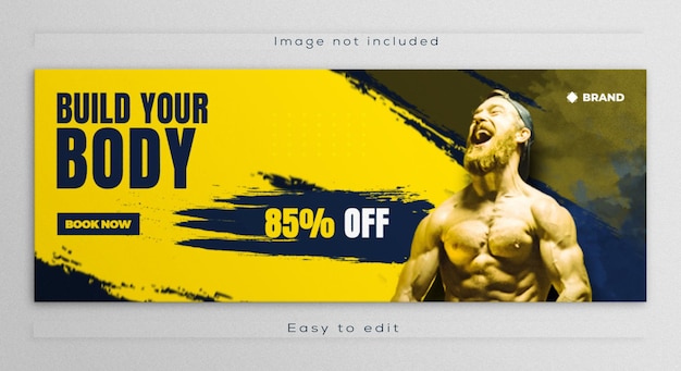 PSD facebook cover post gym fitness workout exercise social media web banner template design