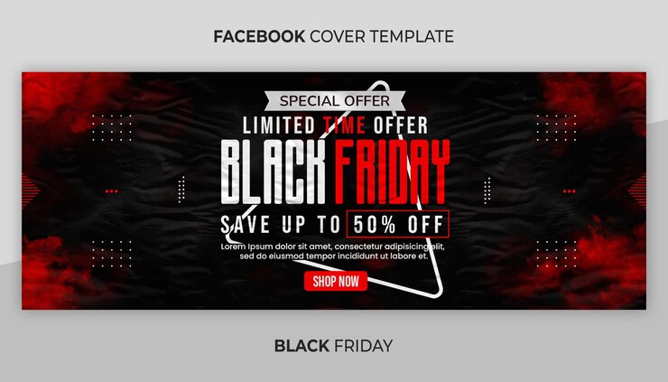 PSD facebook cover and web banner template for black friday