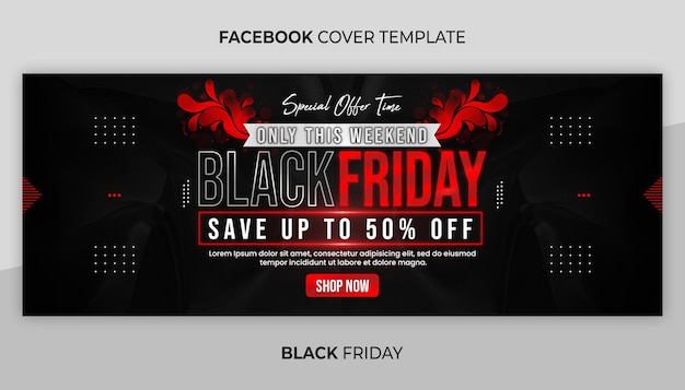 Modello di copertina di facebook e banner web per il black friday