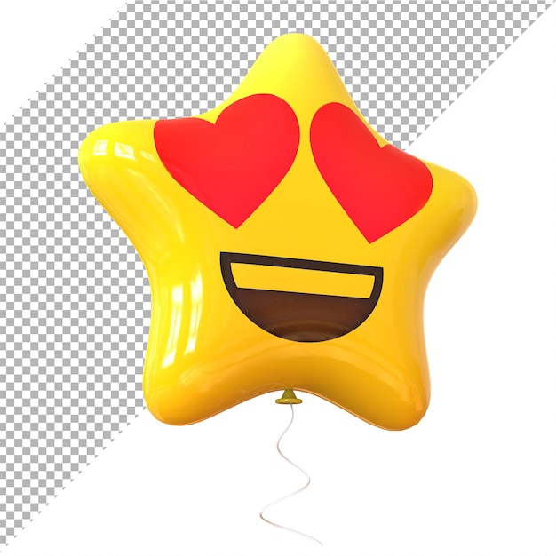 Facebook emoji heart balloons star 3d render