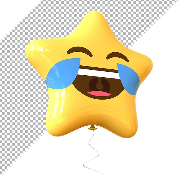 Facebook emoji gioia palloncini stella rendering 3d