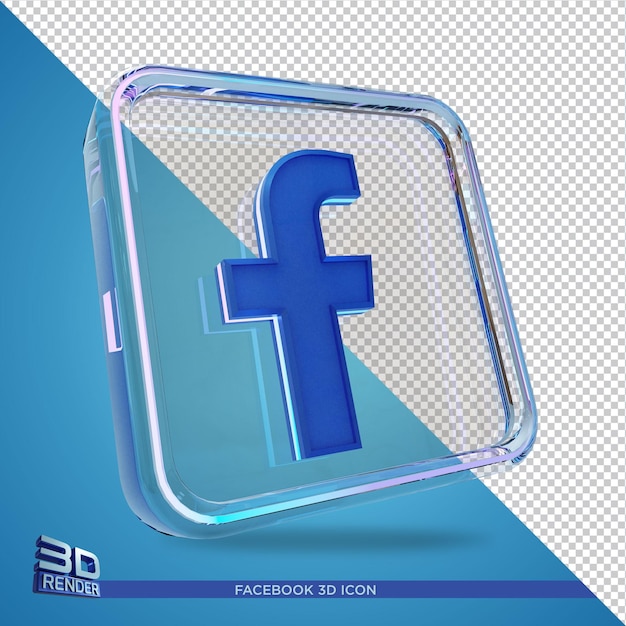 PSD Значок facebook стекло 3d рендеринга изолированные