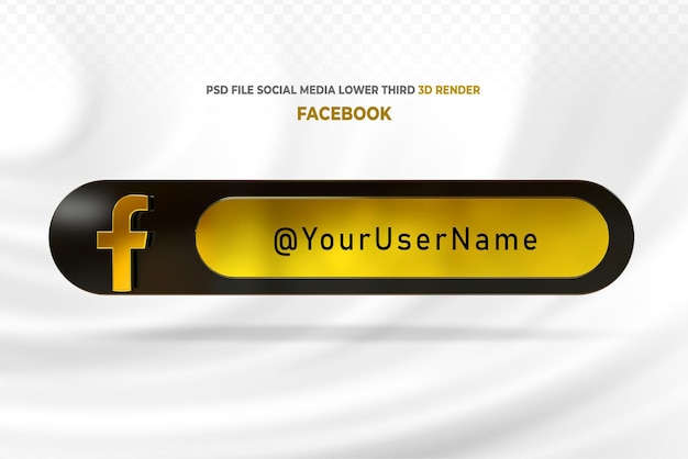 PSD facebook gold lower third banner 3d