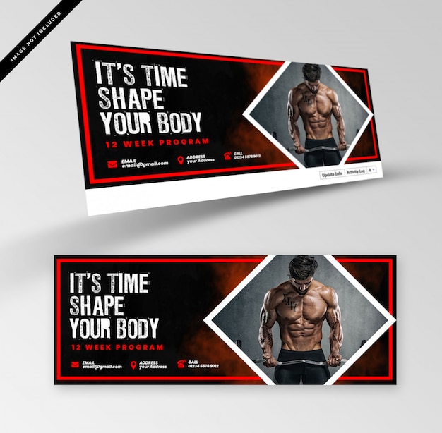 PSD facebook header for gym or panoramic banner template