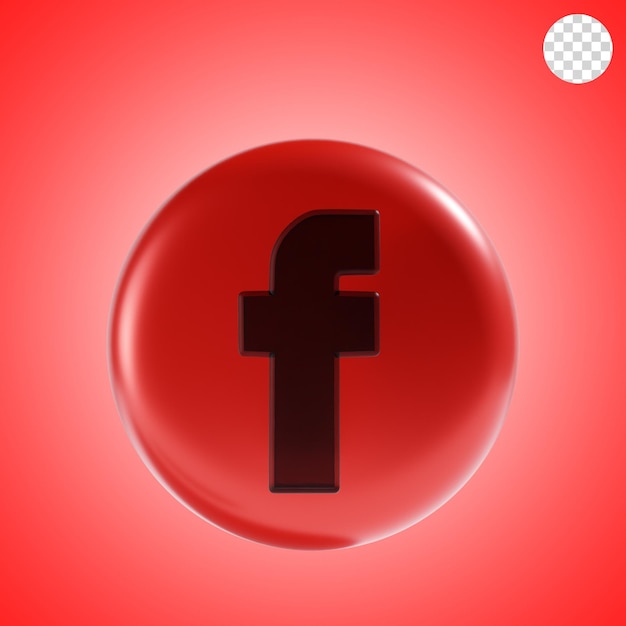 PSD facebook icon 3d illustration with red background
