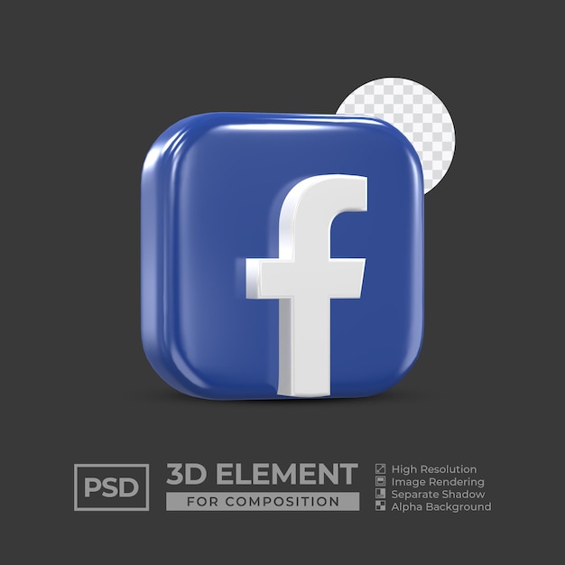 PSD 구성 프리미엄 psd에 대 한 facebook 아이콘 3d 렌더링 요소