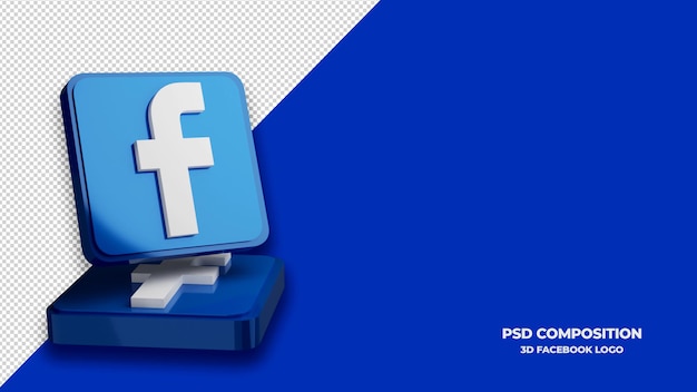 PSD Значок facebook 3d визуализации изолированные