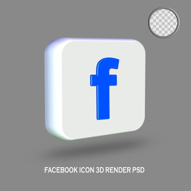 페이스북 아이콘 3D 렌더링