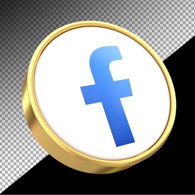 Icona di facebook social media 3d con stili d'oro