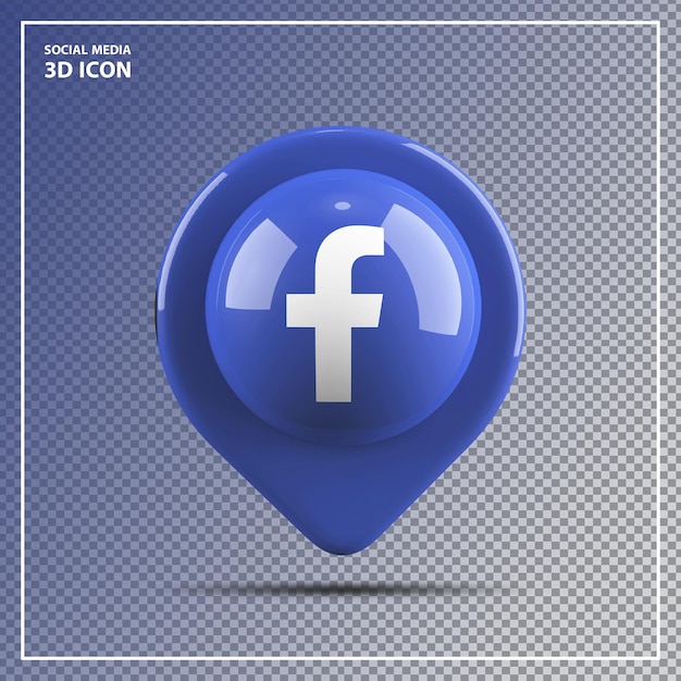 Кнопка facebook icon social media element shape pin 3d