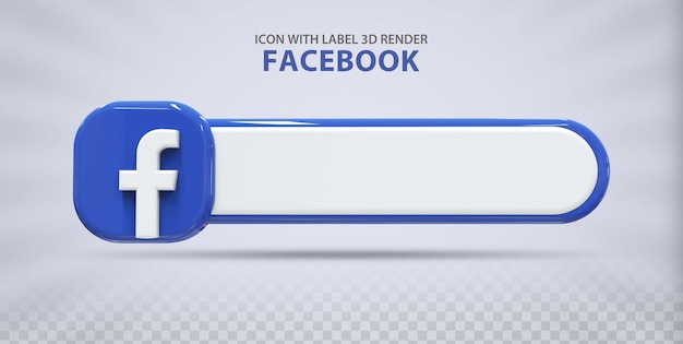 Rendering 3d dell'etichetta facebook