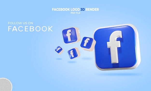 PSD facebook логотип 3d визуализация