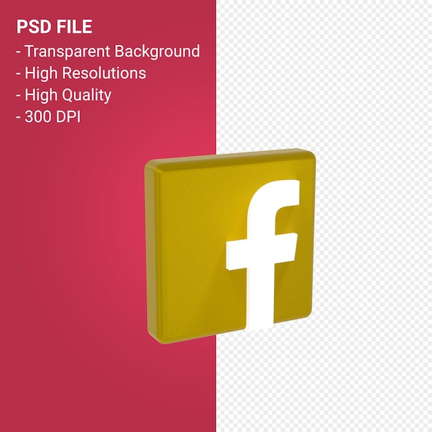 Rendering 3d logo facebook su sfondo trasparente