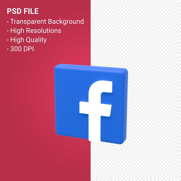 PSD facebook logo 3d rendering