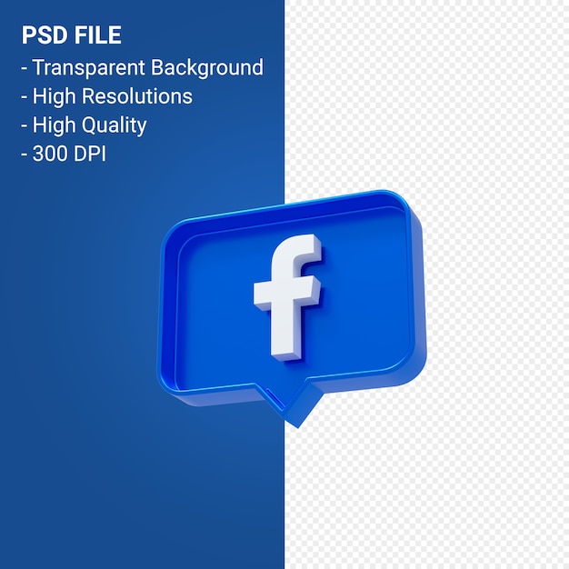 Facebook-logo bij 3D-weergave geïsoleerd melden