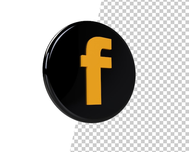 PSD facebook logo circle gold icon 3d