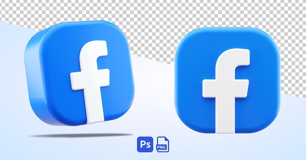 Facebook-logo geïsoleerd op transparante achtergrond uitgesneden pictogram in 3D-rendering