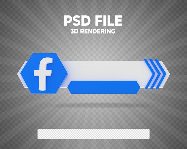 Facebook lower third banner 3d render style