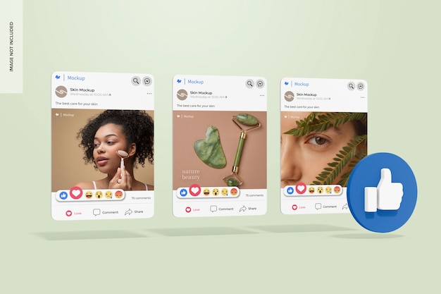 Carosello di mockup di post mobili di facebook