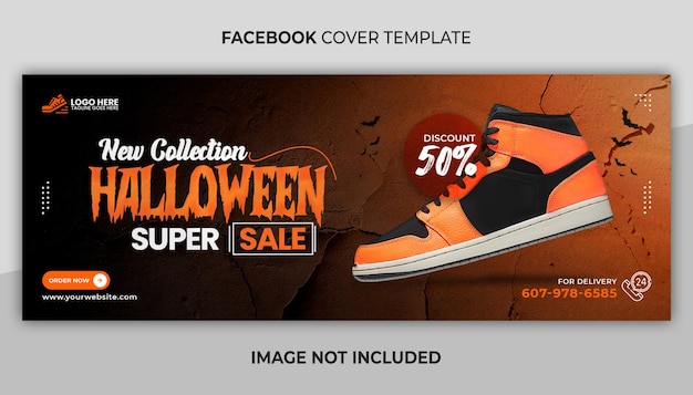 Facebook-omslag en webbannersjabloon voor halloween-uitverkoop