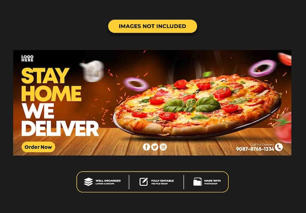 PSD facebook-omslagpostbannersjabloon voor restaurant fastfood menu pizza