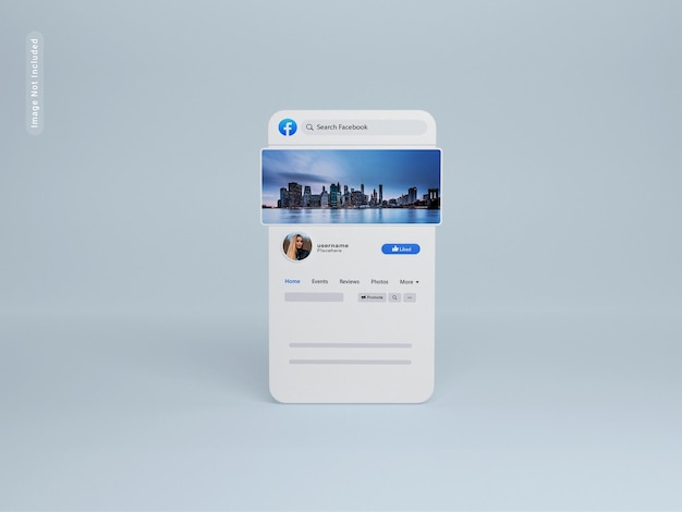 PSD facebookページの3dレンダリングモックアップ