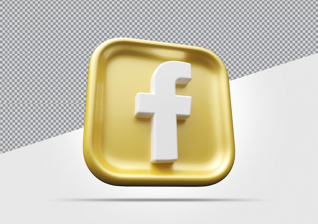 Facebook-pictogram Gouden 3d render