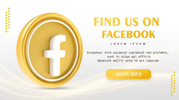 Facebook-pictogram sociale media gouden 3d-sjabloon