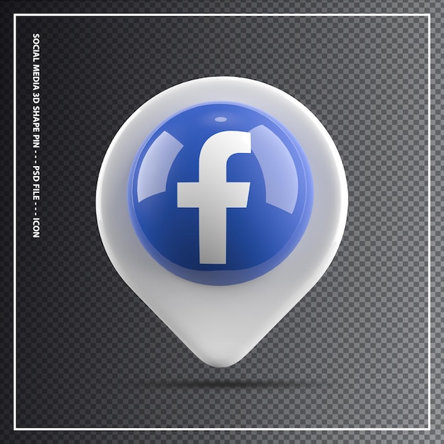 Facebook pictogram vorm pin element 3d