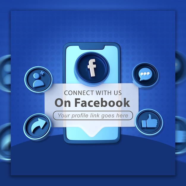 PSD facebook の投稿の 3 d イラストレーション