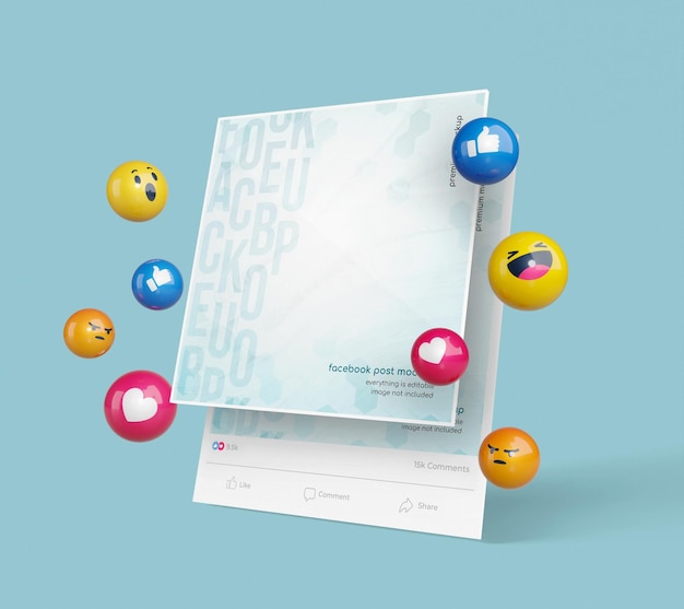 facebook post mockup 3d rendered