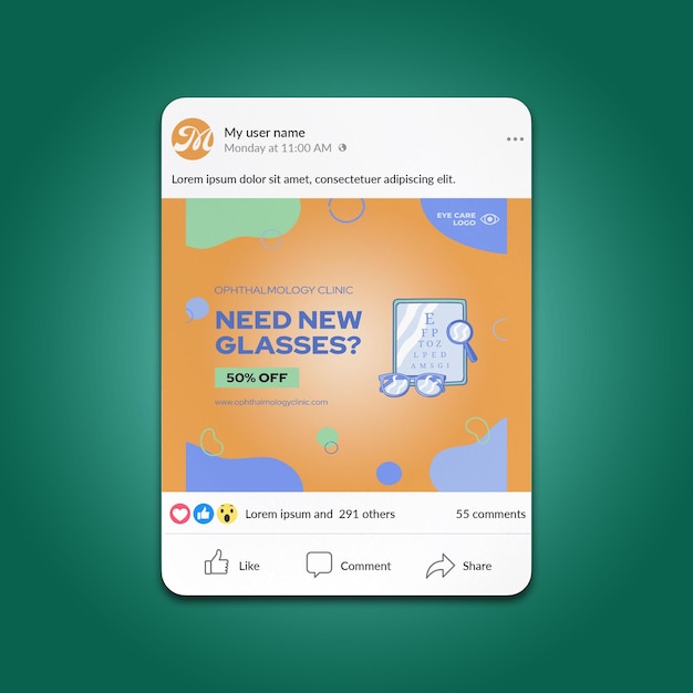facebook post mockup on top view