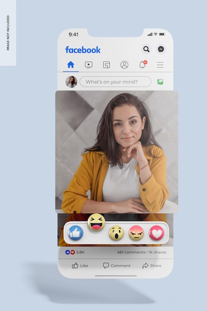 PSD facebook post with icons mockup, front view