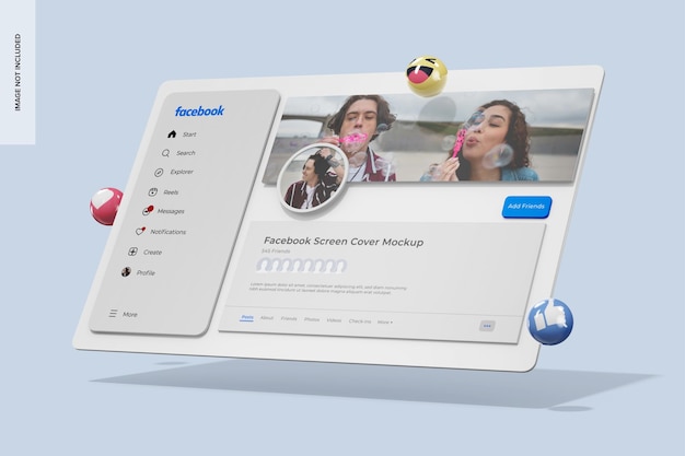 Facebook Screen Cover Mockup, Left View