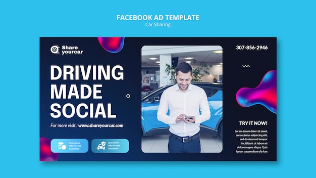 PSD facebook-sjabloon voor autodelen