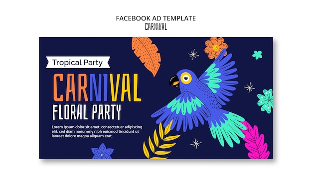 PSD facebook-sjabloon voor carnavalsviering
