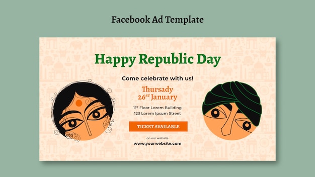 PSD facebook-sjabloon voor de dag van de indiase republiek