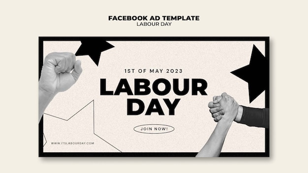PSD facebook-sjabloon voor de viering van de dag van de arbeid