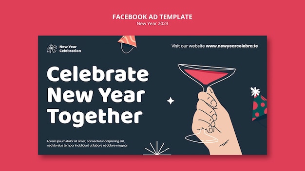 PSD facebook-sjabloon voor de viering van het nieuwe jaar 2023
