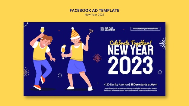 PSD facebook-sjabloon voor de viering van het nieuwe jaar 2023