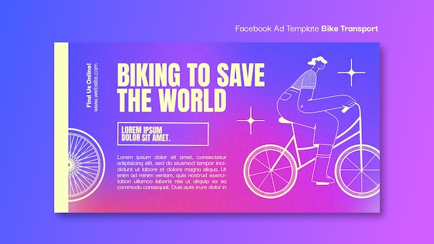 PSD facebook-sjabloon voor fietstransport met kleurovergang