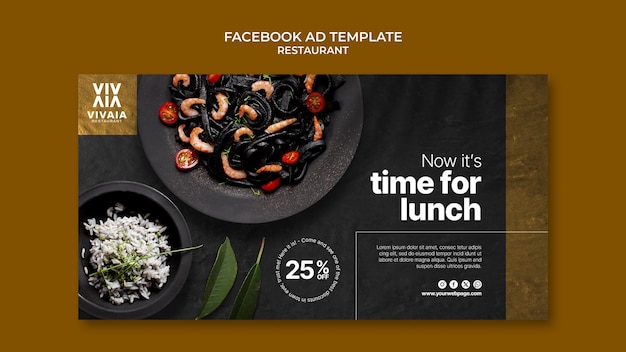 PSD facebook-sjabloon voor heerlijk eten in een restaurant