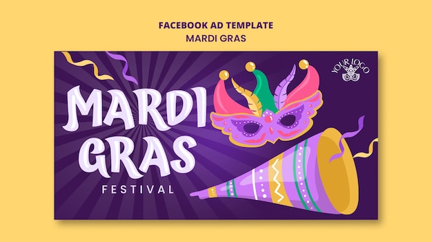 PSD facebook-sjabloon voor mardi gras-viering