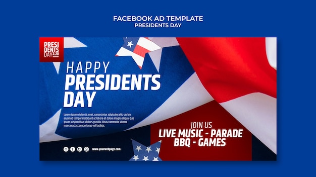PSD facebook-sjabloon voor presidentendagviering